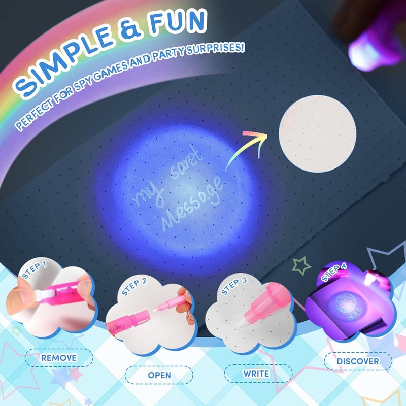Daemson Invisible Ink Pens with UV Light, 80 PCS Bulk Spy Pens for Kids Party Favors, Secret Message Marker Set for Halloween Goodie Bags, Christmas Stocking Stuffers, Classroom Prizes & Treasure Hunt - Image 2